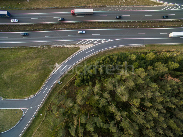 Légifelvétel autópálya mezők autók fa út Stock fotó © lightpoet