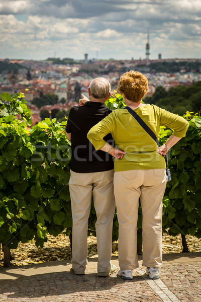 Stockfoto: Paar · ouderen · toeristen · Praag · Tsjechische · Republiek