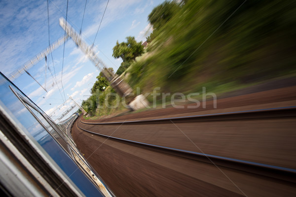 Szybko ruchu pociągu ruchu zamazany Zdjęcia stock © lightpoet