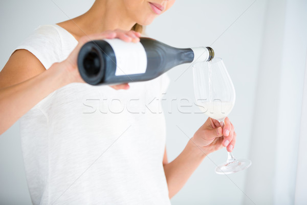 Herrlich Glas Wein trinken sip Stock foto © lightpoet
