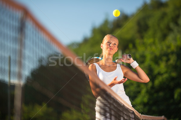 Stock fotó: Portré · csinos · fiatal · teniszező · mosoly · sport