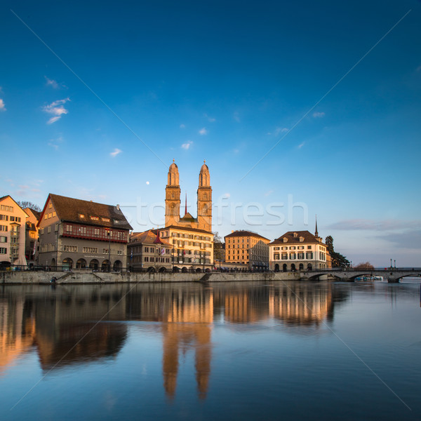 Zurich, Switzerland - view with Grossmunster church Stock photo © lightpoet