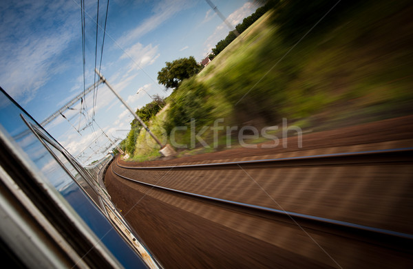 [[stock_photo]]: Chemin · de · fer · rapide · déplacement · train · mouvement · floue