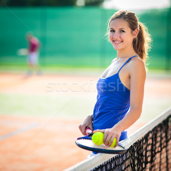 Foto stock: Retrato · bastante · jovem · tribunal · amor