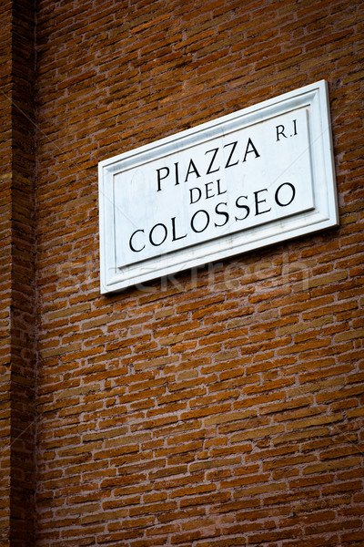 Piazza del Colosseo - detail of a street plate near Colosseum Stock photo © lightpoet