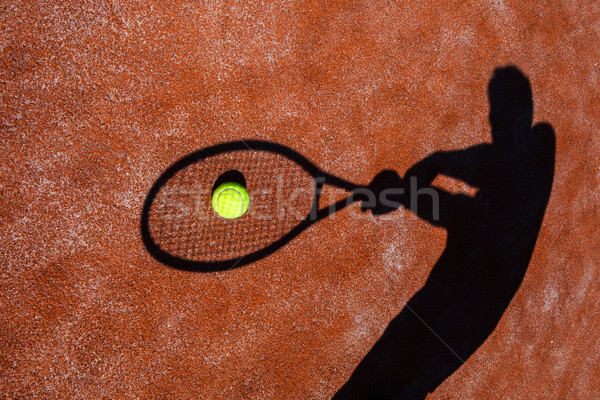 Foto stock: Sombra · acción · pista · de · tenis · imagen · pelota · de · tenis