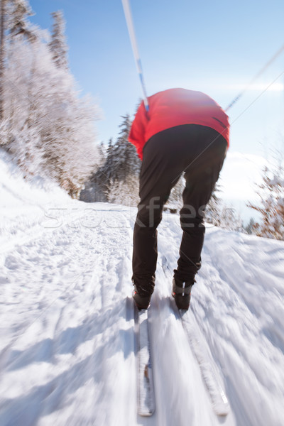 Ski jeune homme ensoleillée hiver jour sport [[stock_photo]] © lightpoet