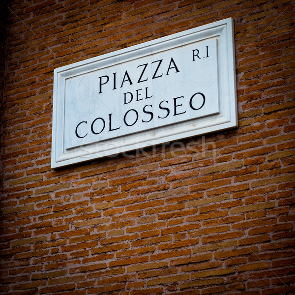 Piazza del Colosseo - detail of a street plate near Colosseum Stock photo © lightpoet