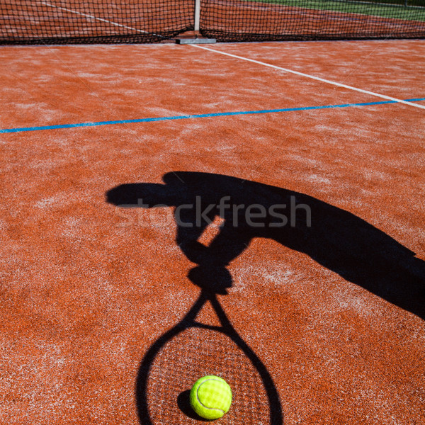 Foto stock: Sombra · acción · pista · de · tenis · imagen · pelota · de · tenis