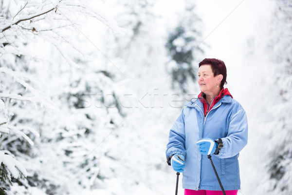 Cross-country skiing: two women cross-country skiing  Stock photo © lightpoet