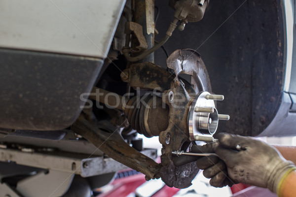 Inside a garage - changing wheels/tires Stock photo © lightpoet