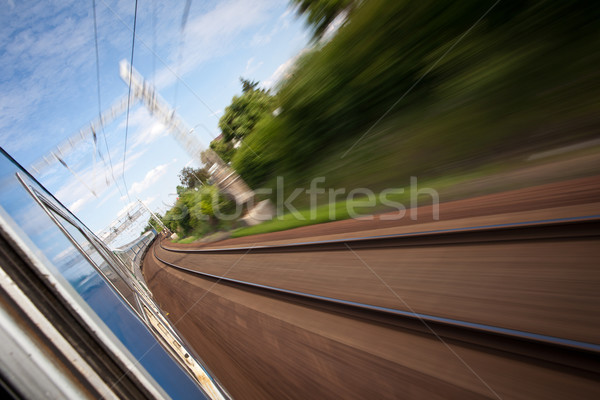 Demiryolu hızlı hareketli tren hareket bulanık Stok fotoğraf © lightpoet