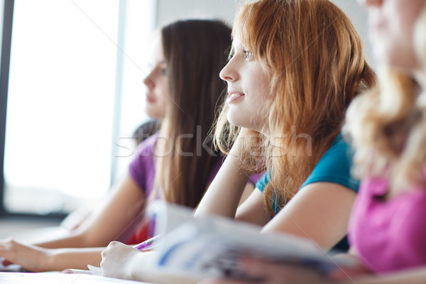 Stock photo: Students in class (color toned image)