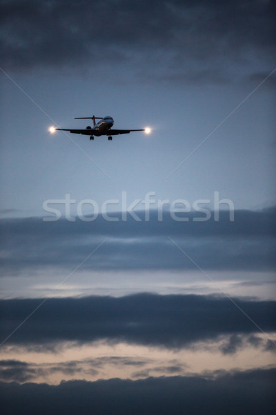 Battant nuages avion sunrise vitesse volée [[stock_photo]] © lightpoet