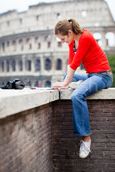 Portrait of a pretty, young, female tourist in Rome, Italy  Stock photo © lightpoet