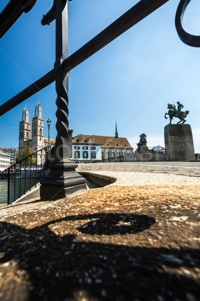 Foto stock: Zurich · paisaje · urbano · reloj · paisaje · verano · iglesia