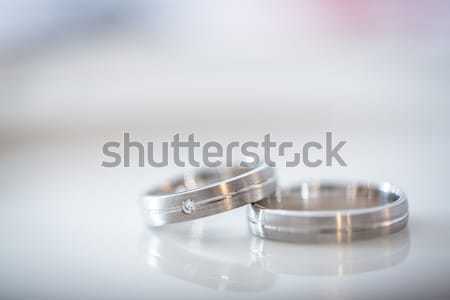 Two splendid wedding rings on a wedding day. Love concept. Stock photo © lightpoet