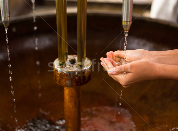 Pessoas enchimento para cima mãos saudável água mineral Foto stock © lightpoet