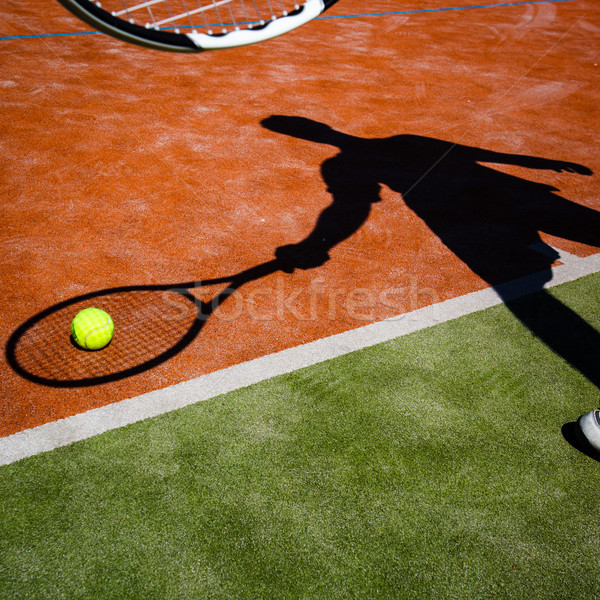 Gölge eylem tenis kortu görüntü tenis topu Stok fotoğraf © lightpoet