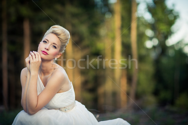 Sposa esterna foresta ragazza primavera wedding Foto d'archivio © lightpoet