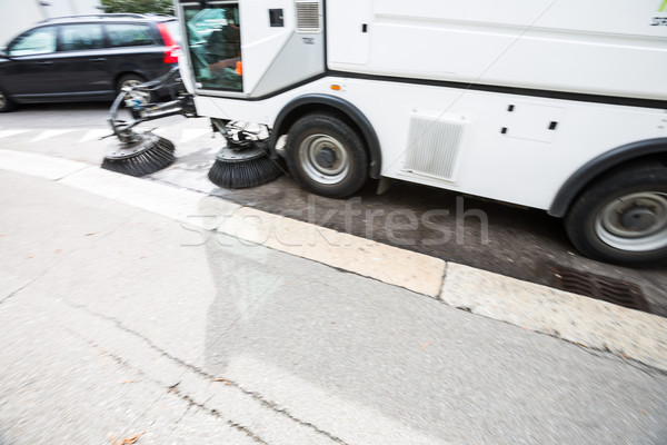 Detail of a street sweeper machine/car cleaning the road Stock photo © lightpoet