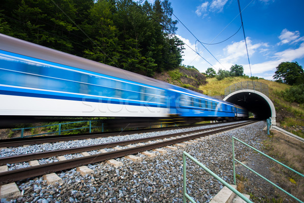 Veloce treno tunnel estate giorno movimento Foto d'archivio © lightpoet