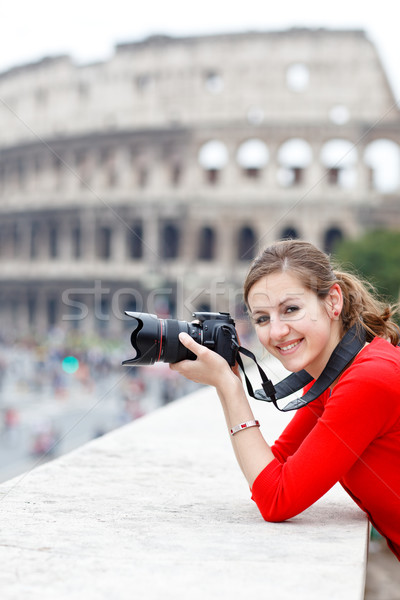 Portré csinos fiatal turista városnézés Róma Stock fotó © lightpoet