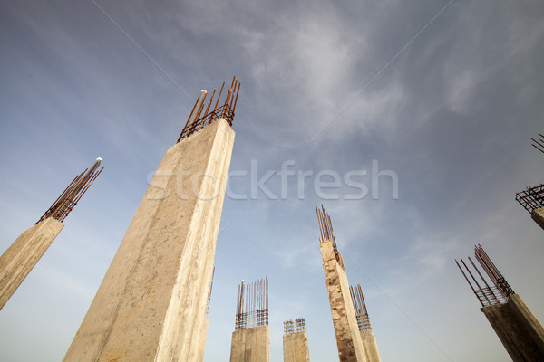 Baustelle Gebäude blauer Himmel Himmel Straße Stock foto © lightpoet