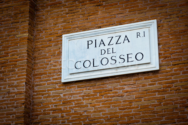 Piazza del Colosseo - detail of a street plate near Colosseum Stock photo © lightpoet
