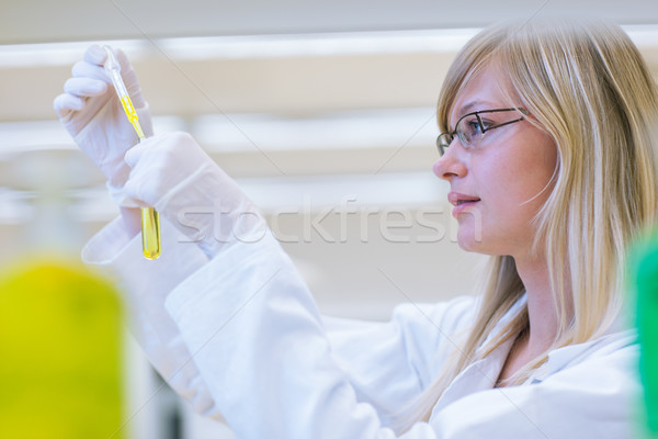 Vrouwelijke onderzoeker uit onderzoek chemie Stockfoto © lightpoet