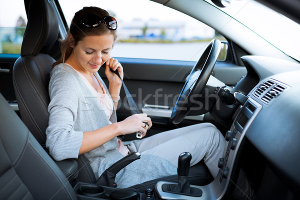 Stockfoto: Mooie · jonge · vrouw · rijden · business · weg