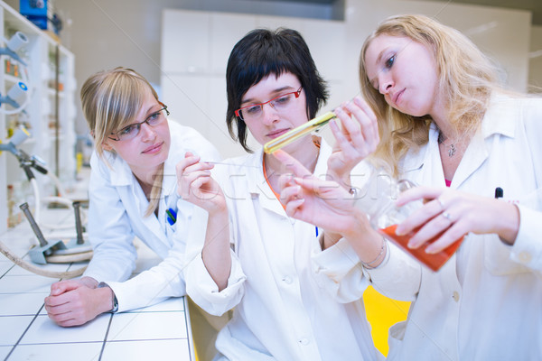 Kobiet badacz na zewnątrz badań chemia Zdjęcia stock © lightpoet
