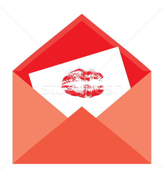 Wektora otwarte kopercie szminki kiss papieru Zdjęcia stock © lilac