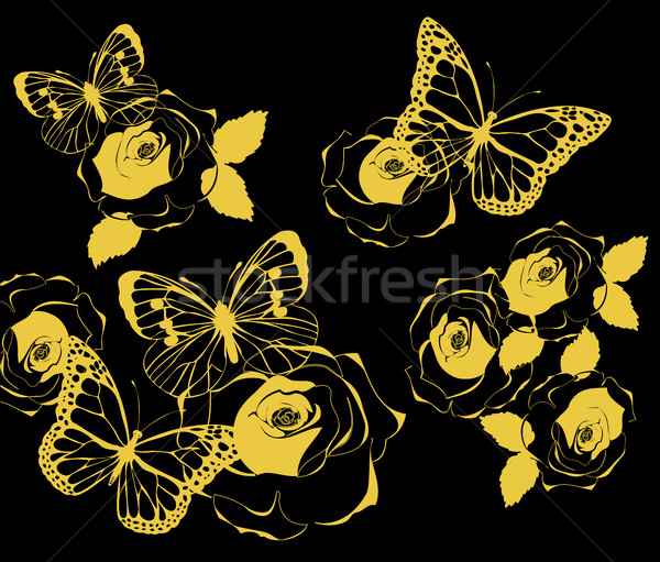 Stock photo: golden butterflies vintage 