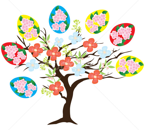 Vetor páscoa árvore colorido flores floral Foto stock © lilac