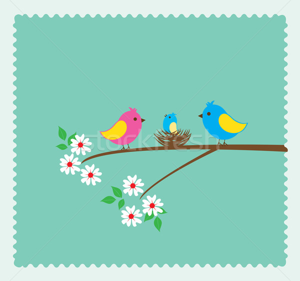 Oiseau famille nid Pâques bébé maison [[stock_photo]] © lilac