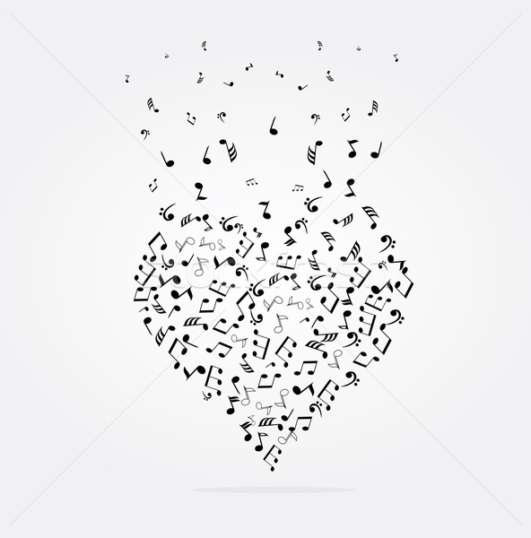 [[stock_photo]]: Notes · de · musique · musical · coeur · note · ordinateur · design