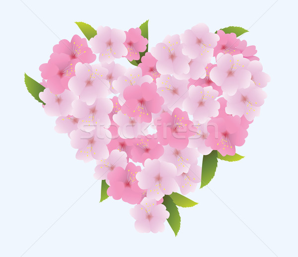 Floral coração vetor folhas verdes flor amor Foto stock © lilac