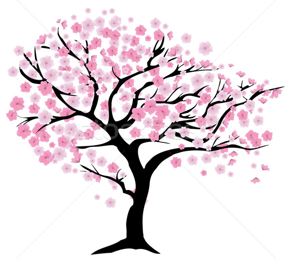 Cireş copac floare abstract frunze grădină Imagine de stoc © lilac
