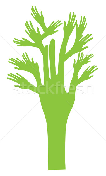 Mãos vetor árvore reunião floresta natureza Foto stock © lilac