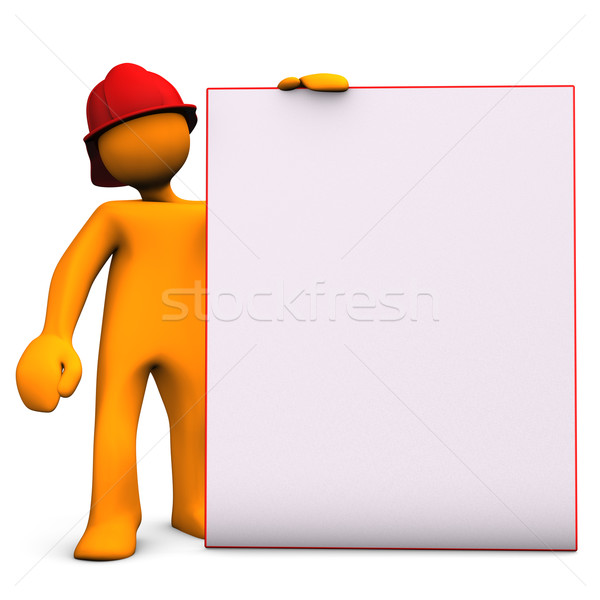 Fireman With Noticeboard Stock photo © limbi007