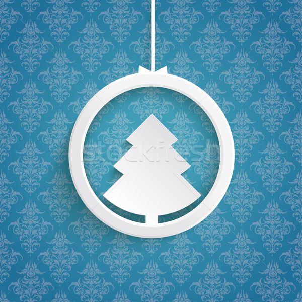 Weihnachtsbaum Ring blau Ornamente eps 10 Stock foto © limbi007