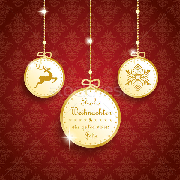 Foto stock: Dourado · vermelho · texto · alegre · natal