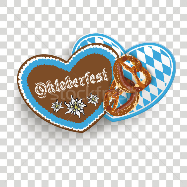 Oktoberfest 2 Hearts Pretzel Transparent Stock photo © limbi007