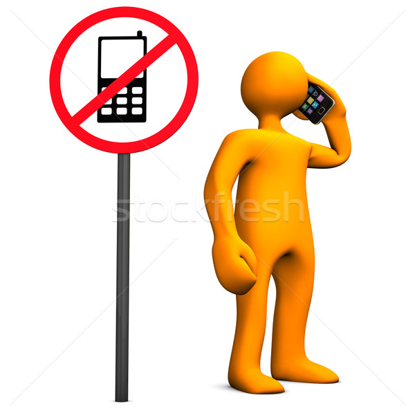 Telefoons niet toegestaan oranje cartoon Stockfoto © limbi007