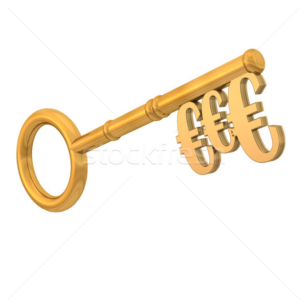 Golden Schlüssel Euro drei weiß Geld Stock foto © limbi007
