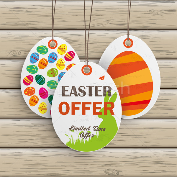 3 Easter Offer Price Sticker Wood Stock photo © limbi007