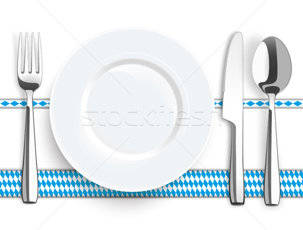 Knife Fork Spoon Plate Bavarian Ribbon Stock photo © limbi007