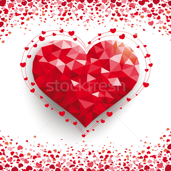 Stock photo: Confetti Hearts Low Poly Heart Cover