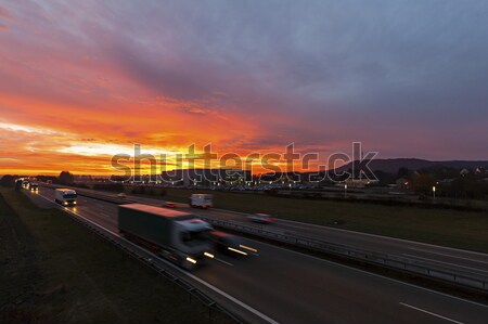 Autobahn Sunrise Germany Stock photo © limbi007